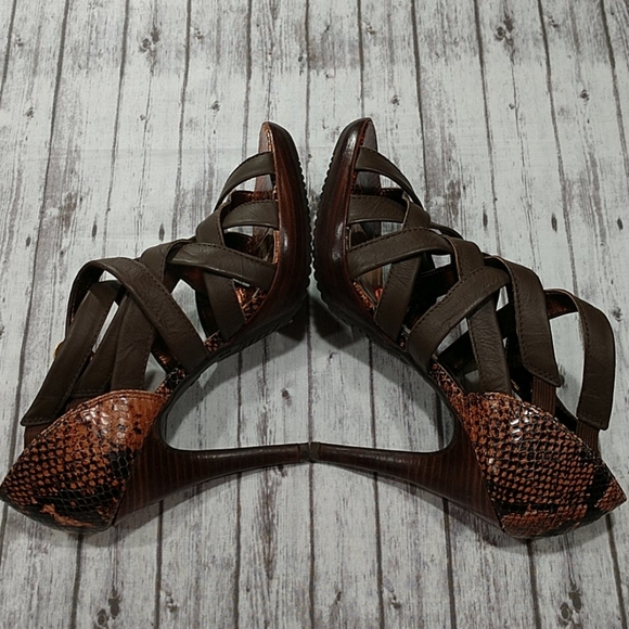 NWOT Cathy Jean Faux Snakeskin Open Toe He… - Picture 6 of 8